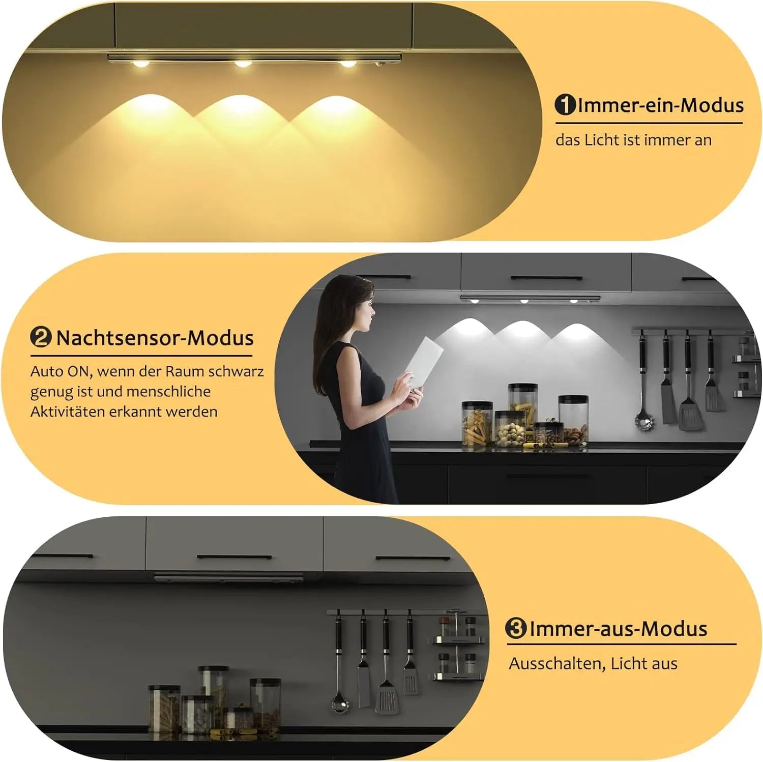 Rechargeable LED Under-Cabinet Light Bar – Dimmable, Motion Sensor & Touch Control.
