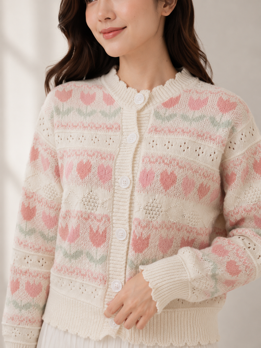 TULIP HEART KNIT CARDIGAN