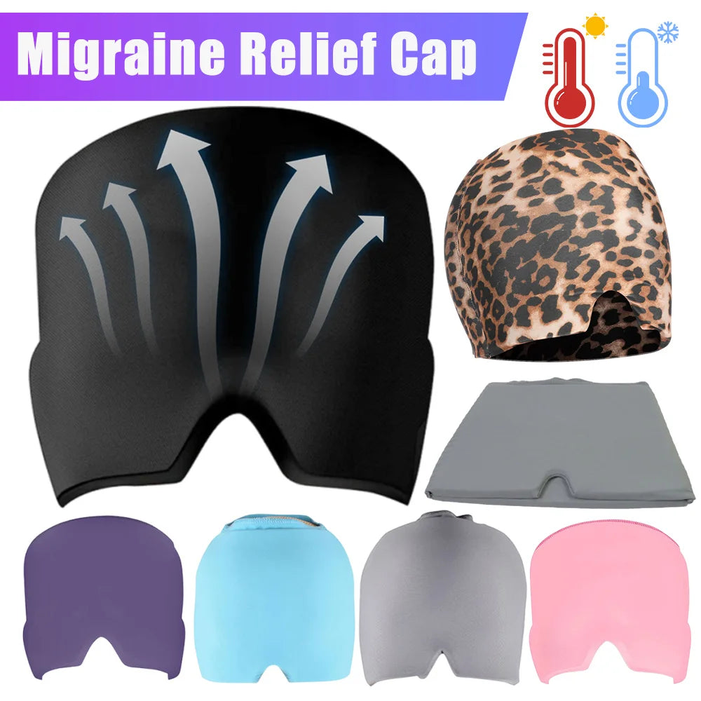 Gel Ice Headache Migraine Relief Hat Cold Compress Therapy Cap Ice Head Wrap Pack Eye Mask For Pressure Relieve Pain Ice Hat